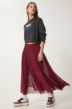 دامن زرشکی زنانه بافتنی Lovelyİstanbul - کد 897133993
