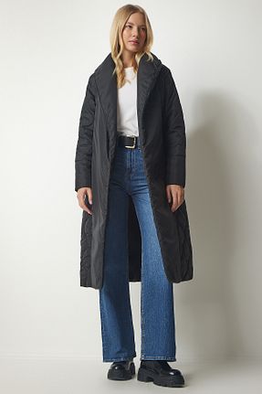 پالتو پشمی مشکی زنانه رگولار Lovelyİstanbul - کد 852306290