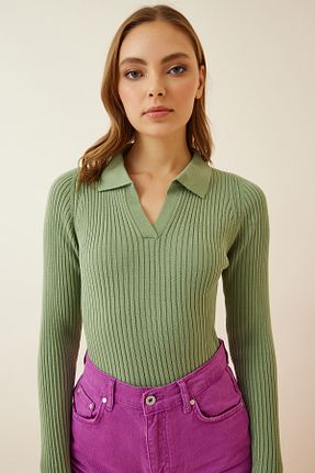 پلیور سبز زنانه ساده Lovelyİstanbul - کد 855686555