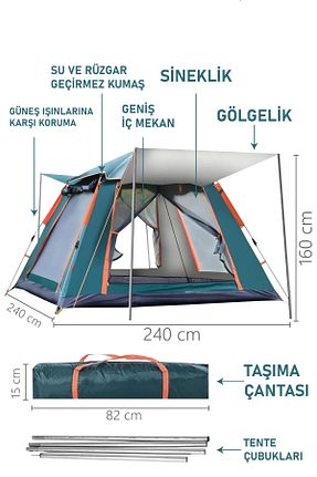 چادر آبی 4 Kişilik ve üstü Trend Maison - کد 338580964
