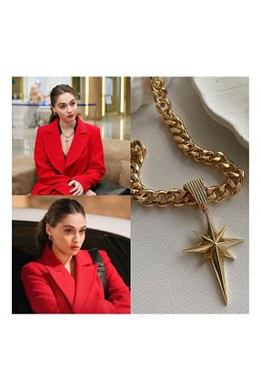 گردنبند جواهر طلائی زنانه روکش طلا Diklipsaksesuar - کد 899506145