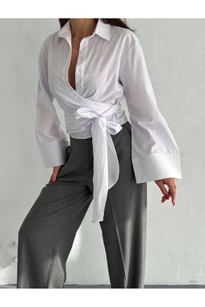 بلوز سفید زنانه ساده orjinal blue b - کد 899507122