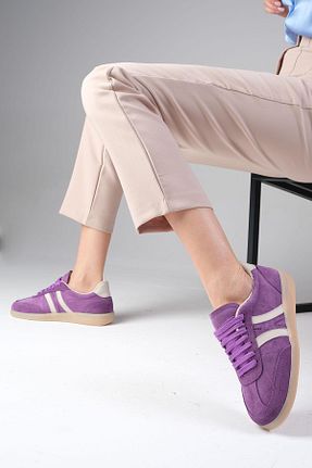 کفش اسنیکر بنفش زنانه چرم اصل Mio Gusto - کد 899511625