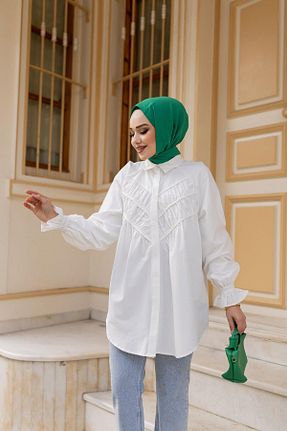 پیراهن حجاب سفید زنانه رگولار LOCCO - کد 897239287
