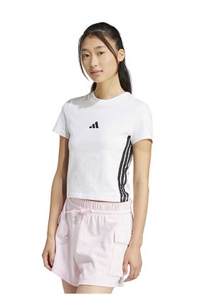 تیشرت سفید زنانه یقه دوچرخه adidas - کد 899559029