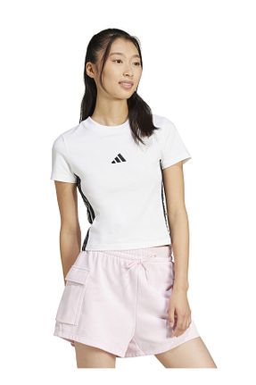 تیشرت سفید زنانه یقه دوچرخه adidas - کد 899559029