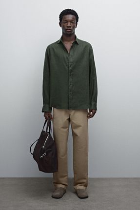 پیراهن سبز مردانه یقه پیراهنی Massimo Dutti - کد 896546822