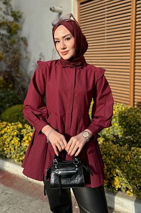 پیراهن حجاب زرشکی زنانه رگولار LOCCO - کد 899563116