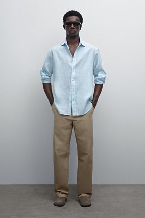 پیراهن آبی مردانه یقه پیراهنی Massimo Dutti - کد 896550470