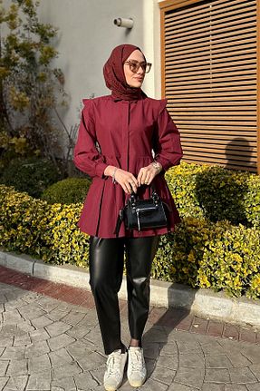 پیراهن حجاب زرشکی زنانه رگولار LOCCO - کد 899563116