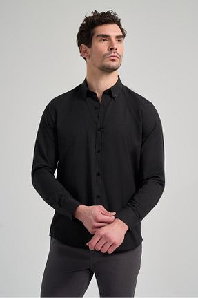 پیراهن مشکی مردانه اسلیم فیت İmza - کد 899574246
