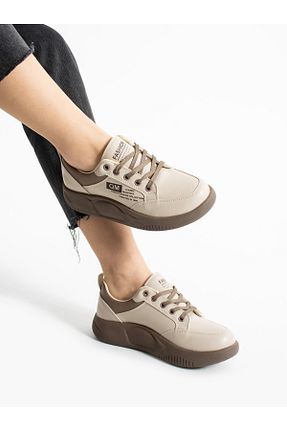 کفش اسنیکر بژ زنانه بند دار Alemdar Shoes - کد 899578373
