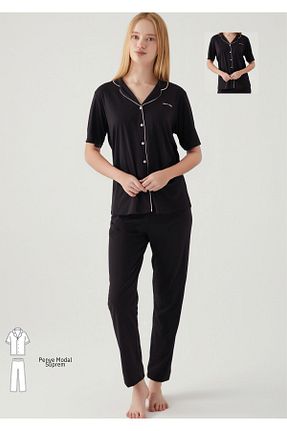ست لباس راحتی مشکی زنانه ساده Pierre Cardin - کد 899585651