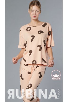 ست لباس راحتی بژ زنانه طرح دار Rubina Secret - کد 899586730