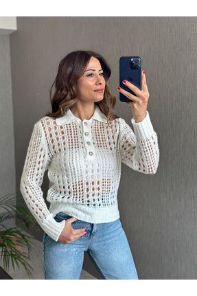 پلیور سفید زنانه Saç Örgü Forlady4 - کد 899582037
