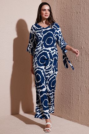ست بالاتنه و پائین تنه سرمه ای زنانه بافتنی Lela - کد 899595528