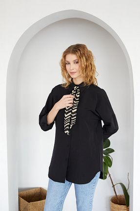 پیراهن مشکی زنانه اورسایز Fullamoda - کد 899590338