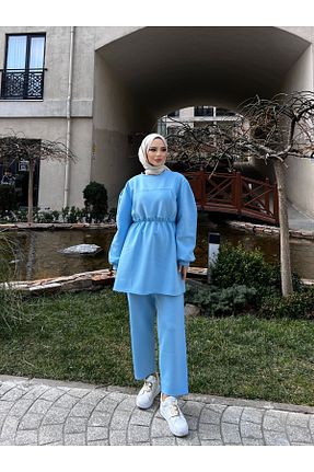 ست بالاتنه و پائین تنه حجاب آبی زنانه رگولار Enfa - کد 899598920