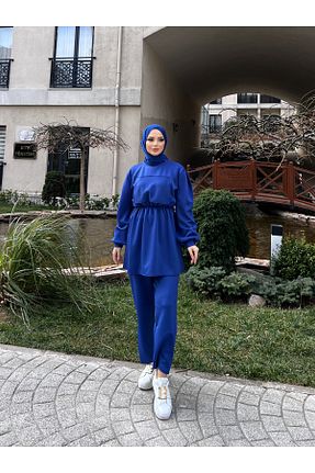 ست بالاتنه و پائین تنه حجاب سرمه ای زنانه رگولار Enfa - کد 899598906