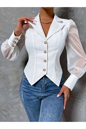 بلوز سفید زنانه ساده SoSoStyle - کد 899642036
