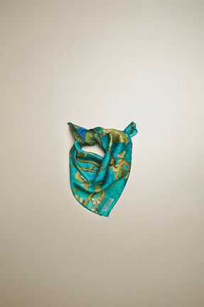 دستمال گردن فیروزه ای زنانه ابریشم silqoora - کد 899564044