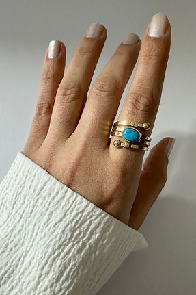 انگشتر استیل (فولاد) طلائی زنانه استیل ضد زنگ DELEIZA ACCESSORY - کد 899621434