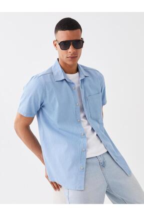 پیراهن سرمه ای مردانه پنبه ای LC Waikiki - کد 681338748