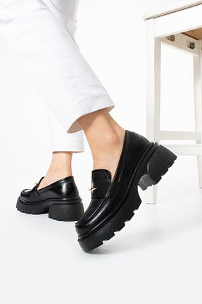 کفش لوفر مشکی زنانه چرم مصنوعی eliz - کد 900541294