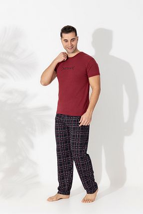 ست لباس راحتی زرشکی مردانه پنبه ای Sude HOMEWEAR - کد 899686529