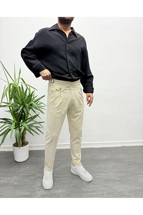 شلوار بژ مردانه لیکرا MENOFOURSWEAR - کد 902778210
