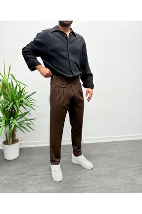 شلوار قهوه ای مردانه لیکرا MENOFOURSWEAR - کد 902774502