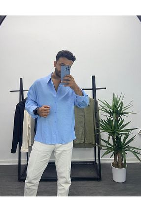 پیراهن آبی مردانه اورسایز MENOFOURSWEAR - کد 902934796