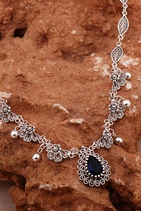 گردنبند نقره سرمه ای زنانه 925 عیار Sümer Telkari - کد 837776989