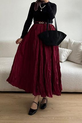 دامن زرشکی زنانه پنبه پلی استر poplin - کد 899743711