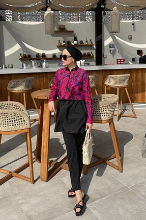 مایو حجاب صورتی زنانه چاپی lurex moda - کد 899755540