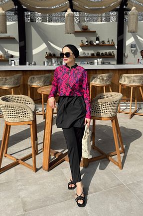 مایو حجاب صورتی زنانه چاپی lurex moda - کد 899755540