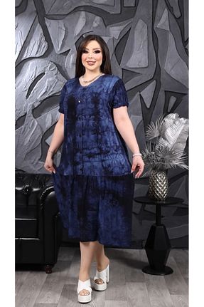 لباس سایز بزرگ سرمه ای زنانه Penye HÜLYA BUTİK - کد 899760861