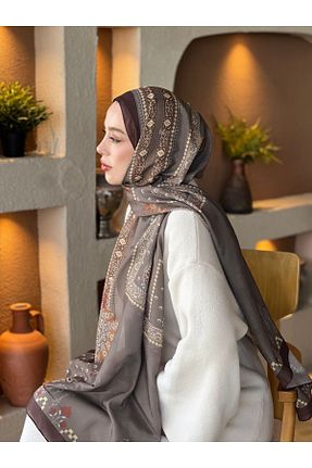 شال قهوه ای زنانه پنبه ای Modakaşmir - کد 935296374