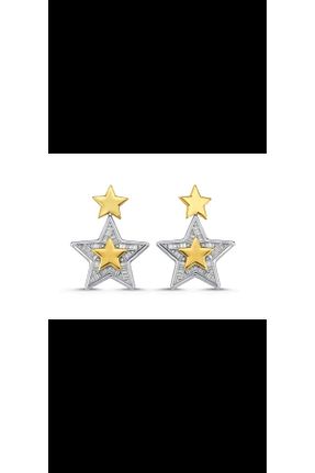 گوشواره جواهر طلائی زیرکن BEBİ BİJUTERİ - کد 886556099