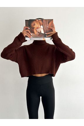 پلیور قهوه ای زنانه بافت دار MODA - کد 899785781