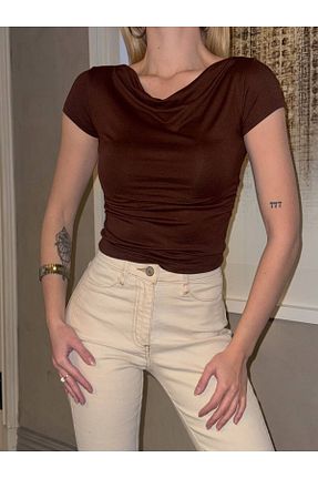 بلوز قهوه ای زنانه ساده MetuCA - کد 899794257