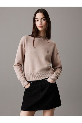 پلیور خاکی زنانه ساده Calvin Klein - کد 853724417