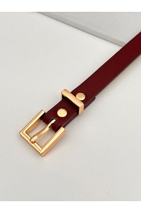 کمربند زرشکی زنانه چرم مصنوعی Descoin - کد 899818685