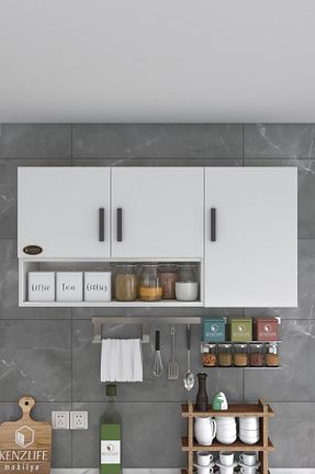 کابینت های آماده آشپزخانه سفید Suntalam Kenzlife - کد 37809716