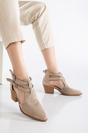 کفش پاشنه بلند کلاسیک بژ زنانه چرم مصنوعی MS SUGAR SHOES - کد 900760602