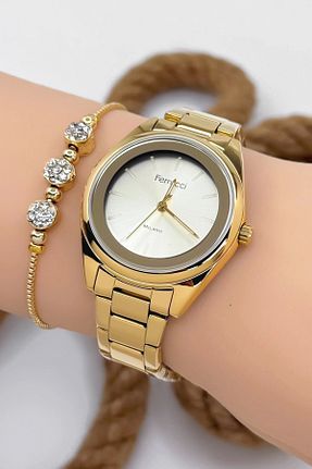 ساعت مچی طلائی زنانه 36-40 میلی متر Ferrucci - کد 878912575