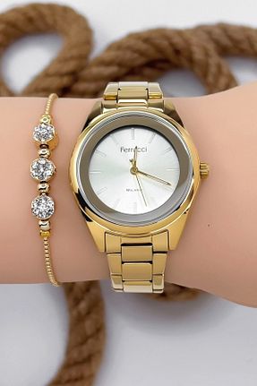 ساعت مچی طلائی زنانه 36-40 میلی متر Ferrucci - کد 878912575