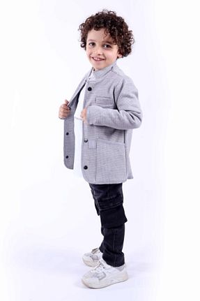 ست بالاتنه و پائین تنه طوسی بچه گانه بافتنی xo kids moda - کد 900775465