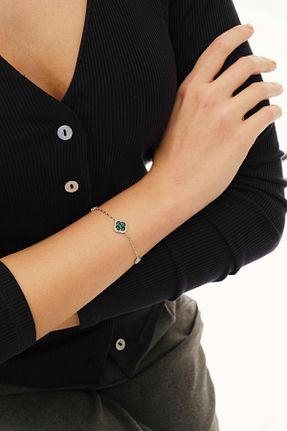 دستبند نقره سبز زنانه 925 عیار Söğütlü Silver - کد 871064402