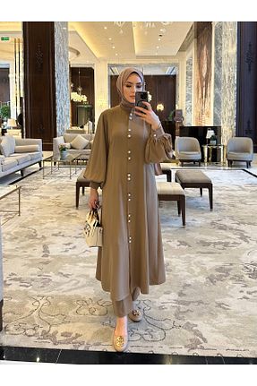 ست بالاتنه و پائین تنه حجاب قهوه ای زنانه Çan sevannaluxurydesign - کد 899863134